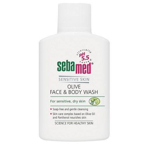 Гель для лица и тела очищающий оливковый sebamed sensitive skin 200 мл