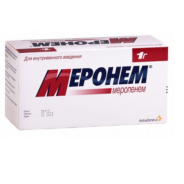 Меронем порошок для приг. раствора для в/в введ. 1г 10шт