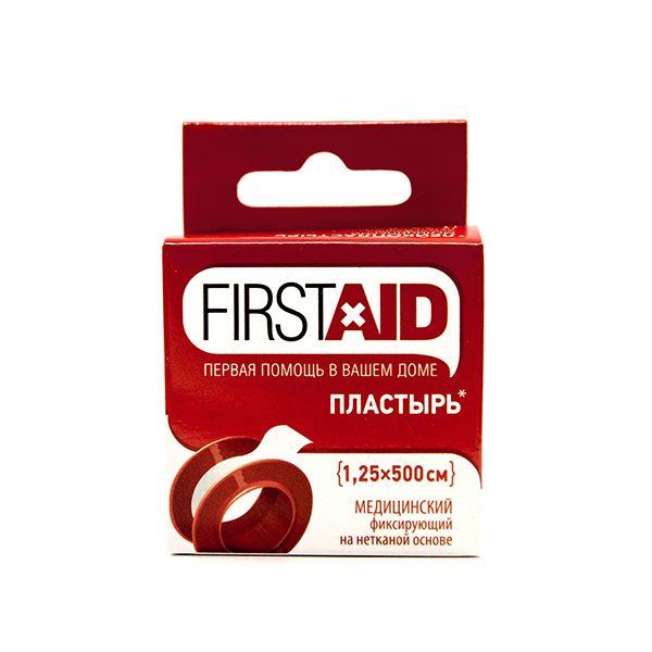 Лейкопластырь медицинский фиксирующий на нетканой основе First Aid/Ферстэйд 1,25см х 500см
