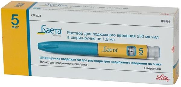 Баета раствор для п/к введ. картридж 250мкг/мл 1,2мл
