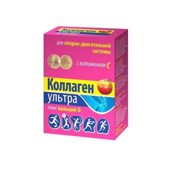 Коллаген Ультра Плюс кальций и витамин Д вкус яблока порошок для приг. раствора для приема внутрь 8г 7шт фото №2
