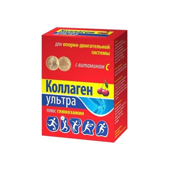 Коллаген Ультра+Глюкозамин с витамином С вкус вишни порошок саше 8г 7шт фото №2