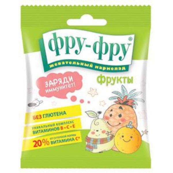 Фру-Фру фрукты вкус ассорти мармелад жевательный пак. 50г