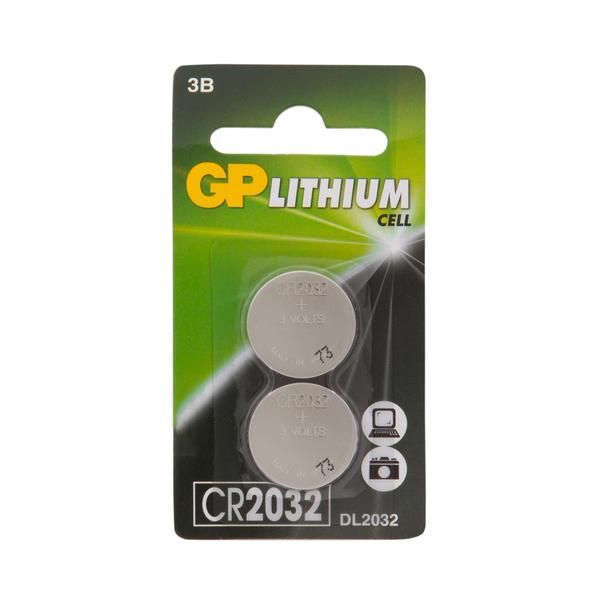 Батарейка литиевая дисковая CR2032 Lithium GP/ДжиПи блистер 2шт