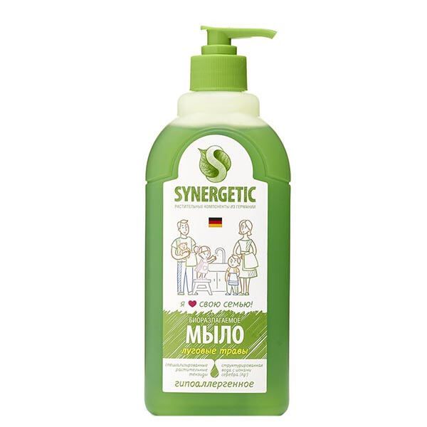 Мыло жидкое биоразлагаемое для мытья рук и тела Луговые травы Synergetic 500 мл