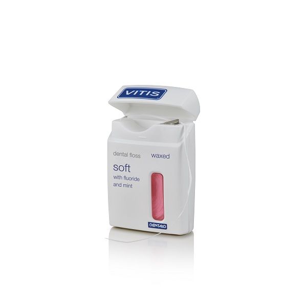 Нить межзубная розовая мятная Vitis Waxed Dental Floss FM 50м фото №2