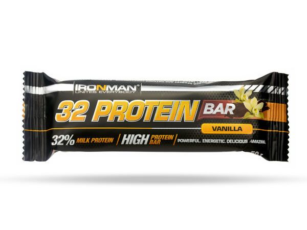 Батончик протеиновый ваниль в темной глазури 32 Protein Ironman 50г 12шт фото №2