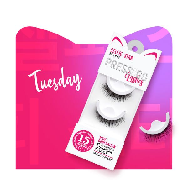 Ресницы самоклеящиеся накладные Press&Go Tuesday T5 Selfie Star фото №6