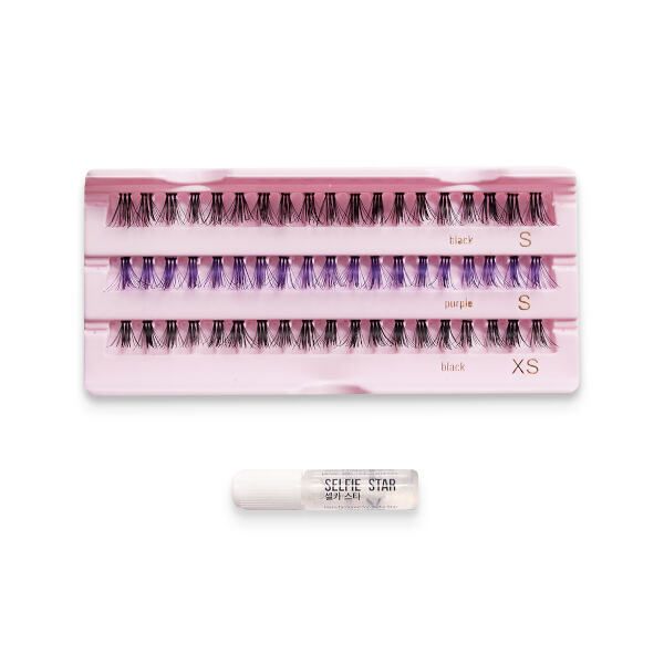 Накладные пучки Foxy Lashes, черные-фиолетовые, длина короткая/очень короткая Selfie Star 57шт фото №3