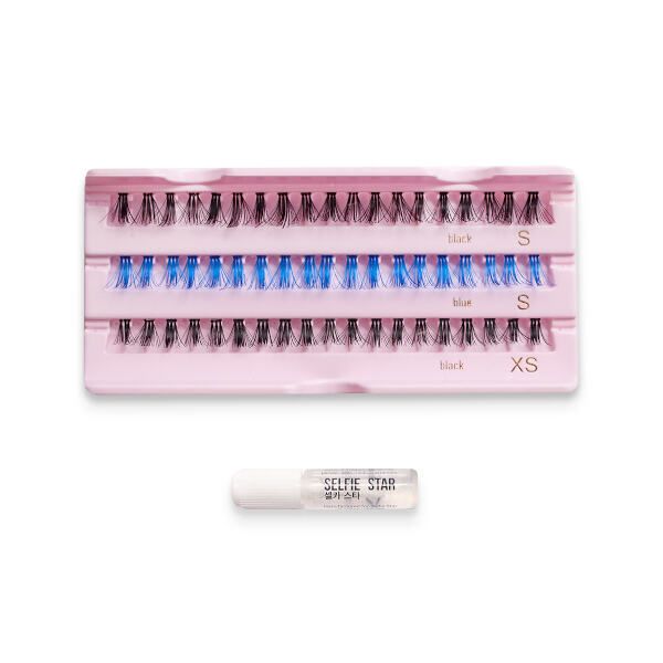 Накладные пучки Foxy Lashes, черные-голубые, длина короткая/очень короткая Selfie Star 57шт фото №3