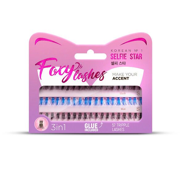 Накладные пучки Foxy Lashes, черные-голубые, длина короткая/очень короткая Selfie Star 57шт фото №2