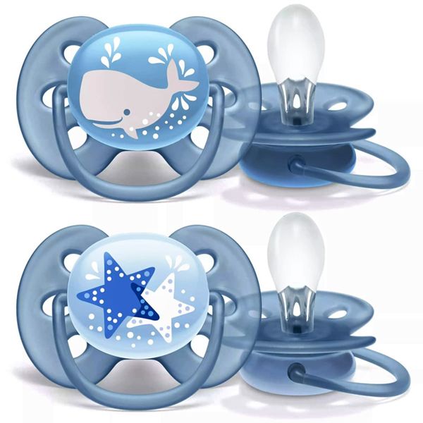 Пустышка силиконовая ортодонтическая с футляром 6-18 мес. Ultra Soft Philips Avent 2шт (SCF223/03) фото №2