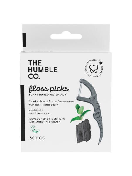 Зубочистки с зубной нитью древесный уголь Humble CO. 50шт