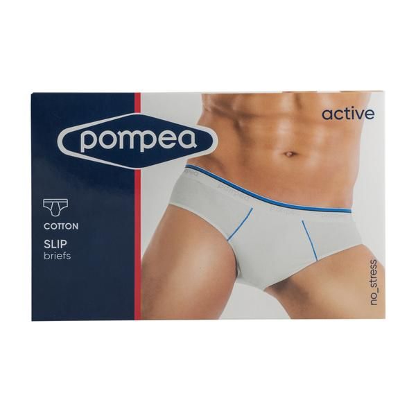 Трусы-слип мужские с контрастной отстрочкой черные/синие Pompea р.4
