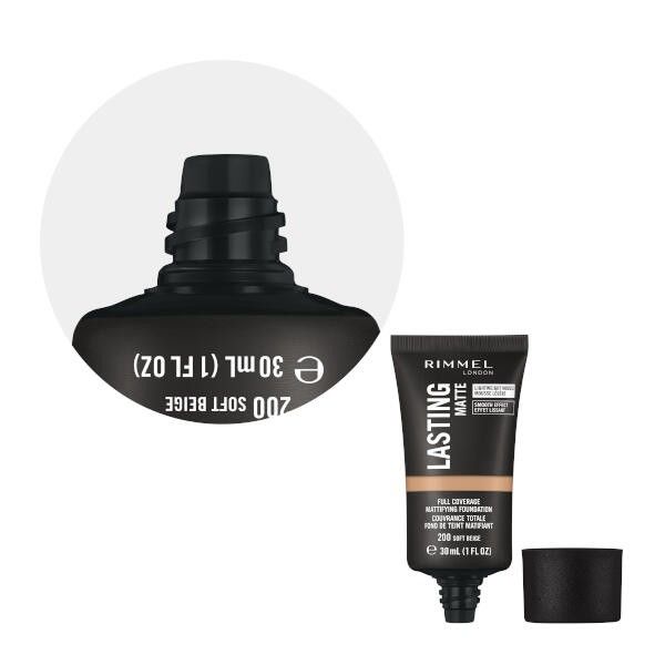 Крем тональный Lasting MatteFull Coverage Mattifying Foundation Rimmel/Риммель тон 200