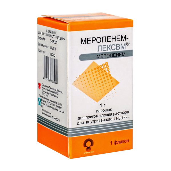 Меропенем-ЛекСВМ порошок для приг. раствора для в/в введ. фл. 1000мг 30мл