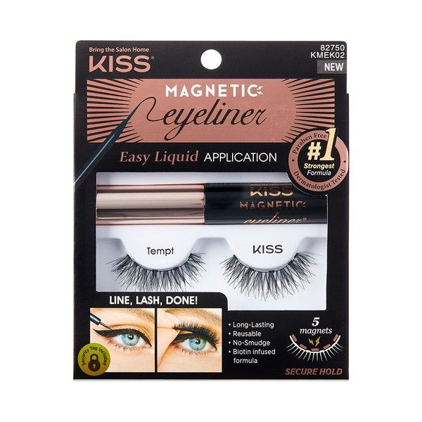 Набор магнитных накладных ресниц и подводки Tempt Magnetic Eyeliner Kit KMEK02 Kiss фото №2