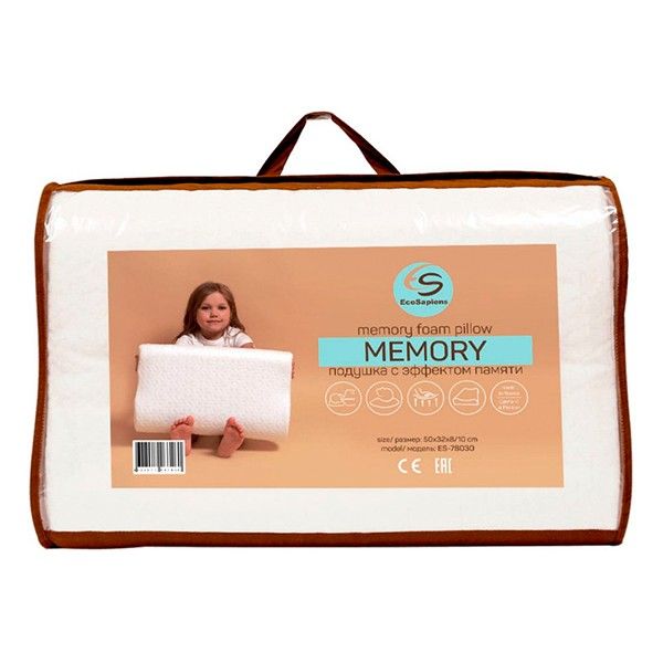Подушка ортопедическая с эффектом памяти Memory EcoSapiens 50х32х8/10см фото №3 Подушка ортопедическая с эффектом памяти Memory EcoSapiens 50х32х8/10см фото №3