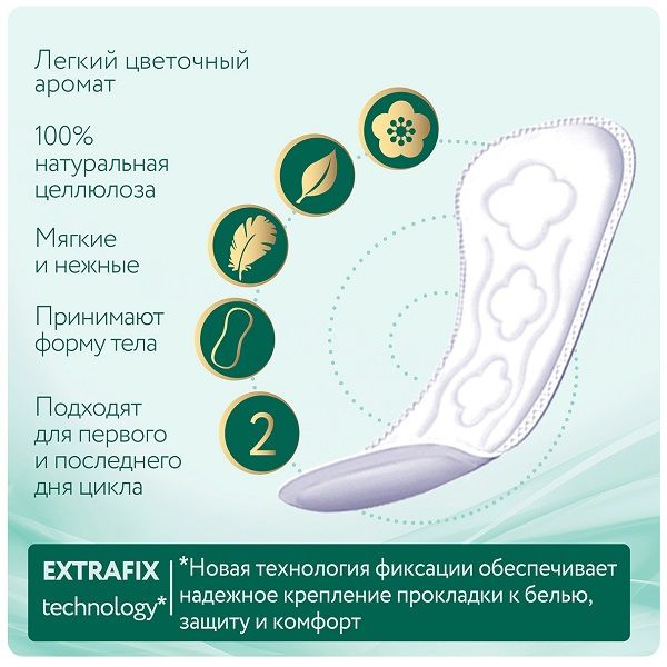 Прокладки ежедневные гигиенические женские аромат зеленый чай Silk Sense Daily Deo Ola! 60шт фото №3