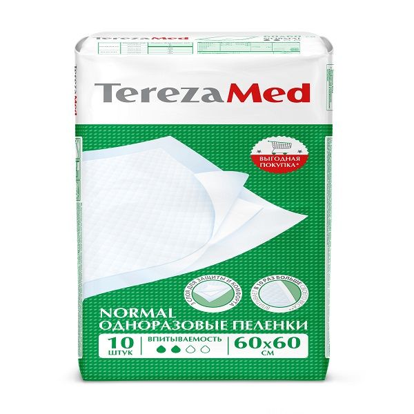 Пеленки одноразовые медицинские впитывающие Normal TerezaMed 60x60см 10шт фото №4