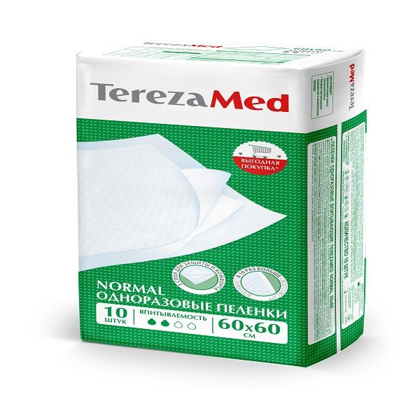 Пеленки одноразовые медицинские впитывающие Normal TerezaMed 60x60см 10шт фото №6