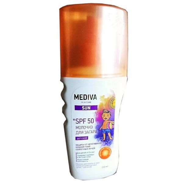 Молочко солнцезащитное детское SPF50 Sun Mediva/Медива фл. 150мл фото №4 Молочко солнцезащитное детское SPF50 Sun Mediva/Медива фл. 150мл фото №4