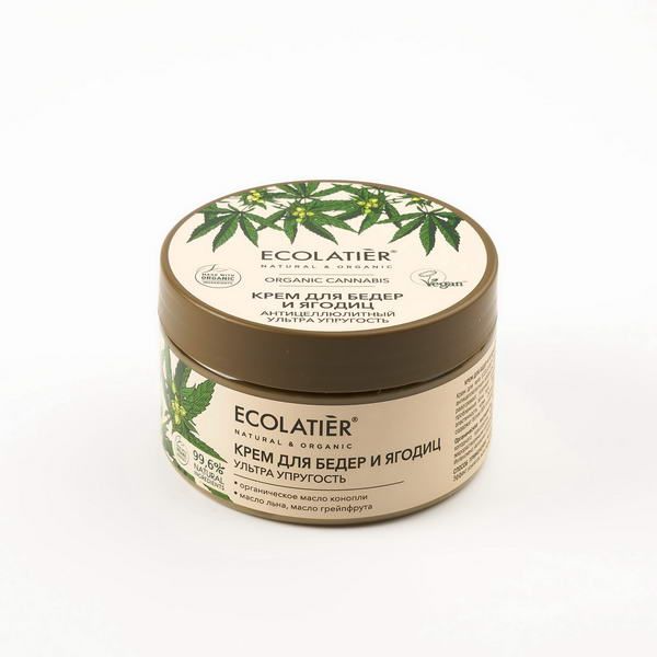 Крем для бедер и ягодиц антицеллюлитный Ультра упругость Organic Cannabis, Ecolatier Green 250мл фото №4