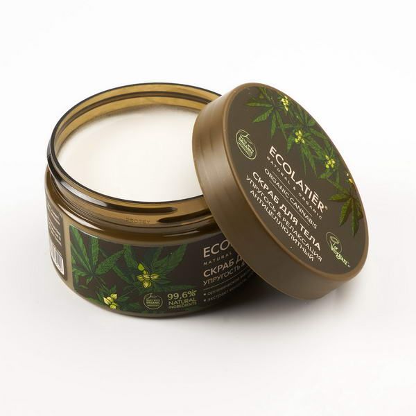 Скраб для тела антицелл. Упругость&Релаксация Серия Organic Cannabis Ecolatier Green 300г фото №3