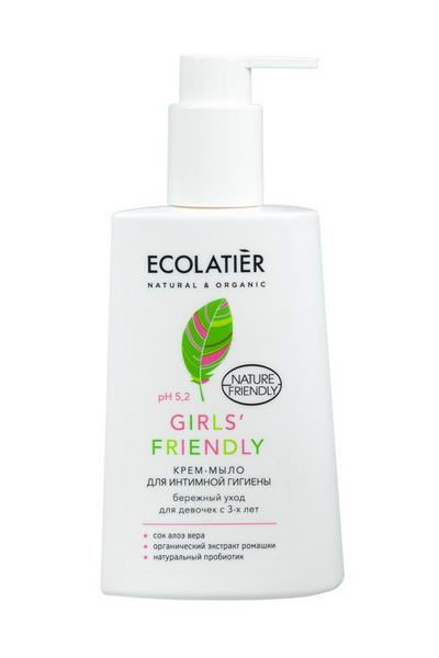 Крем-мыло для интимной гигиены бережный уход для девочек с 3 лет Girls' Friendly Ecolatier 250мл