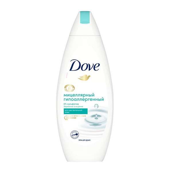 Гель для душа бессульфатный мицеллярный Гипоаллергенный Dove/Дав 250мл