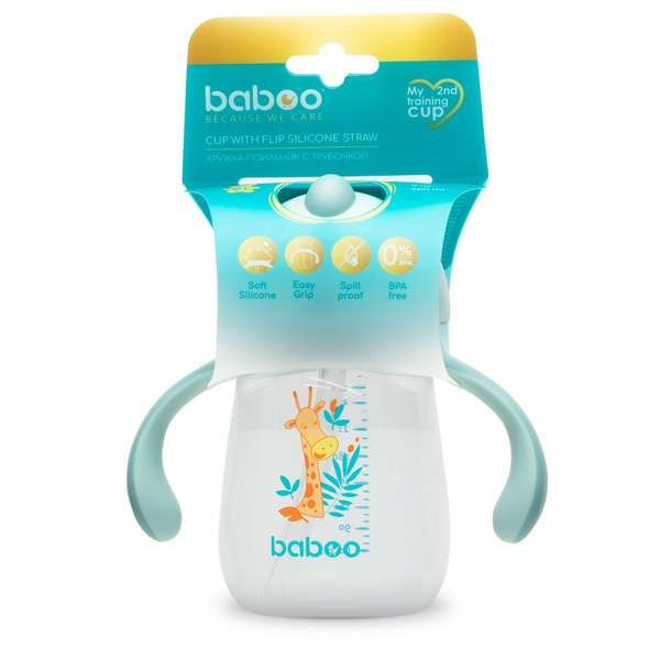 Кружка-поильник с трубочкой 260 мл. зеленая Safari 9 мес+ BABOO фото №6