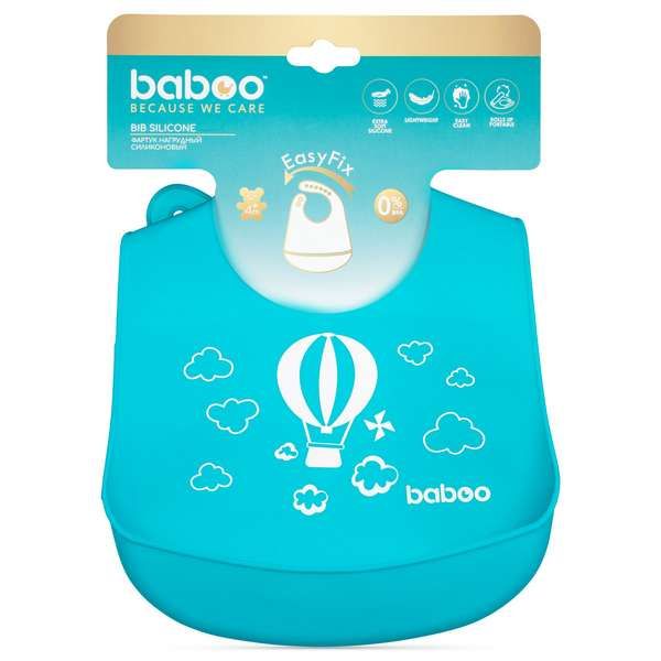 Фартук нагрудный силиконовый бирюзовый Transport 4 мес+ BABOO фото №6