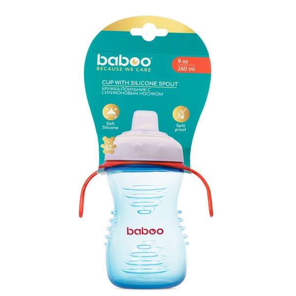 Поильник с силиконовым носиком 260 мл. голубой 6 мес+ BABOO фото №5