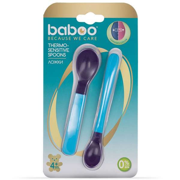 Ложки 2 шт. термочувствительные голубой BABOO