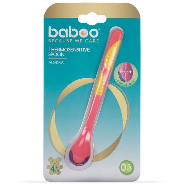 Ложка термочувствительная розовая 4 мес+ BABOO фото №2