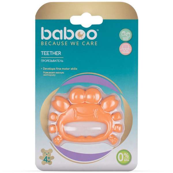 Прорезыватель для зубов из силикона 4 мес+. Краб. BABOO фото №2