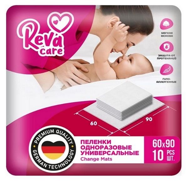 Пеленки впитывающие одноразовые Reva Care 60х90см 10шт