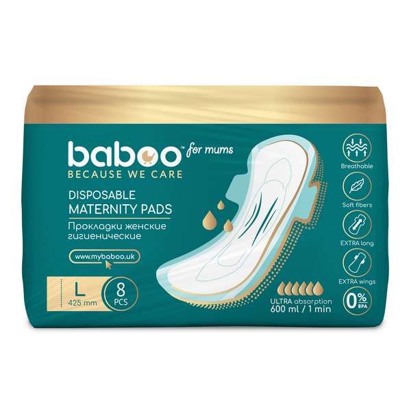 Прокладки женские гигиенические 8 шт, р. L BABOO