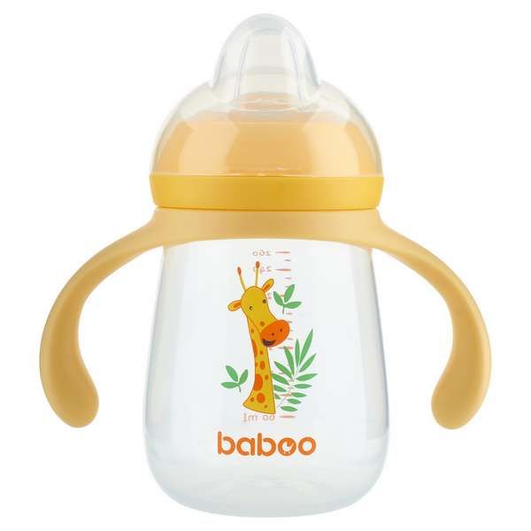 Кружка-поильник с силиконовым носиком 260 мл. жёлтая Safari 6 мес+ BABOO