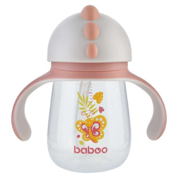 Кружка-поильник с трубочкой 260 мл. розовая Butterfly 9 мес+ BABOO фото №6