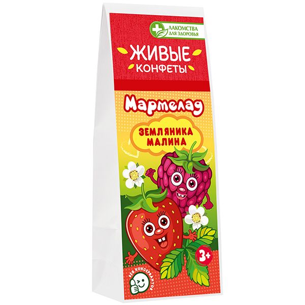 Мармелад желейный земляника и малина Лакомства для здоровья 105г фото №2