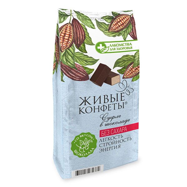 Конфеты суфле глазированные горьким шоколадом со вкусом шоколада Лакомства для здоровья 150г