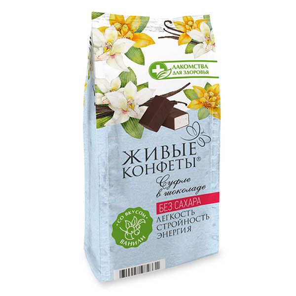 Конфеты суфле глазированные горьким шоколадом со вкусом ванили Лакомства для здоровья 150г