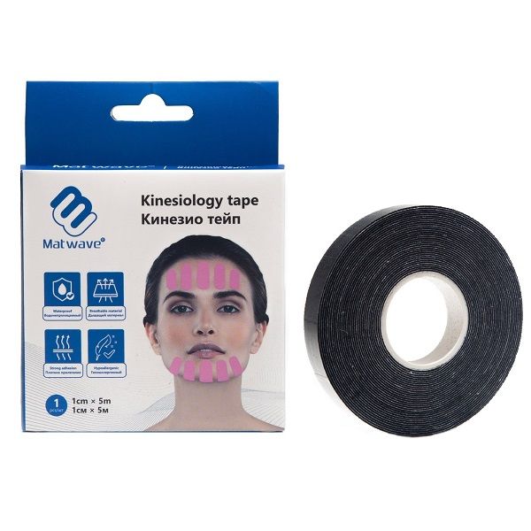 Тейп кинезио для лица черный Matwave 1см х 5м