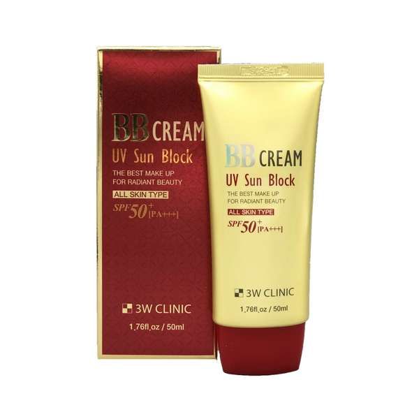 ВB-крем солнцезащитный Uv sun block bb cream spf50+/pa+++ 3W Clinic 50мл
