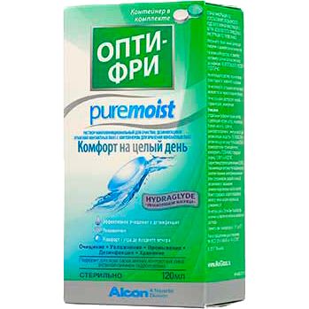 Раствор для ухода за контактными линзами с контейнером PureMoist Опти-Фри 120мл фото №3