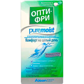 Раствор для ухода за контактными линзами с контейнером PureMoist Опти-Фри 120мл