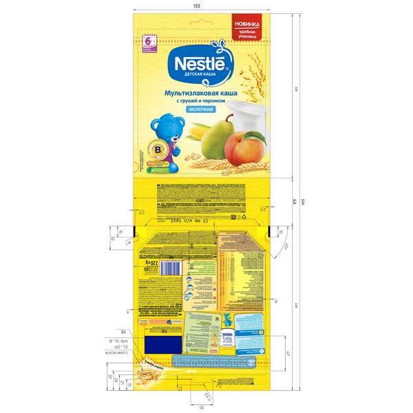 Каша сухая молочная мультизлаковая груша и персик Nestle/Нестле дой-пак 220г фото №9