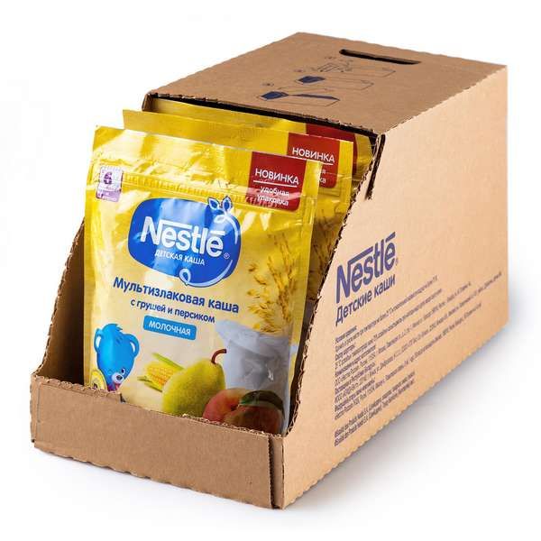 Каша сухая молочная мультизлаковая груша и персик Nestle/Нестле дой-пак 220г фото №7