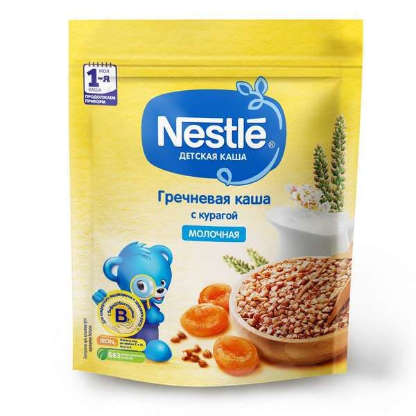 Каша сухая молочная Гречка Курага doy pack Nestle/Нестле 220г фото №3